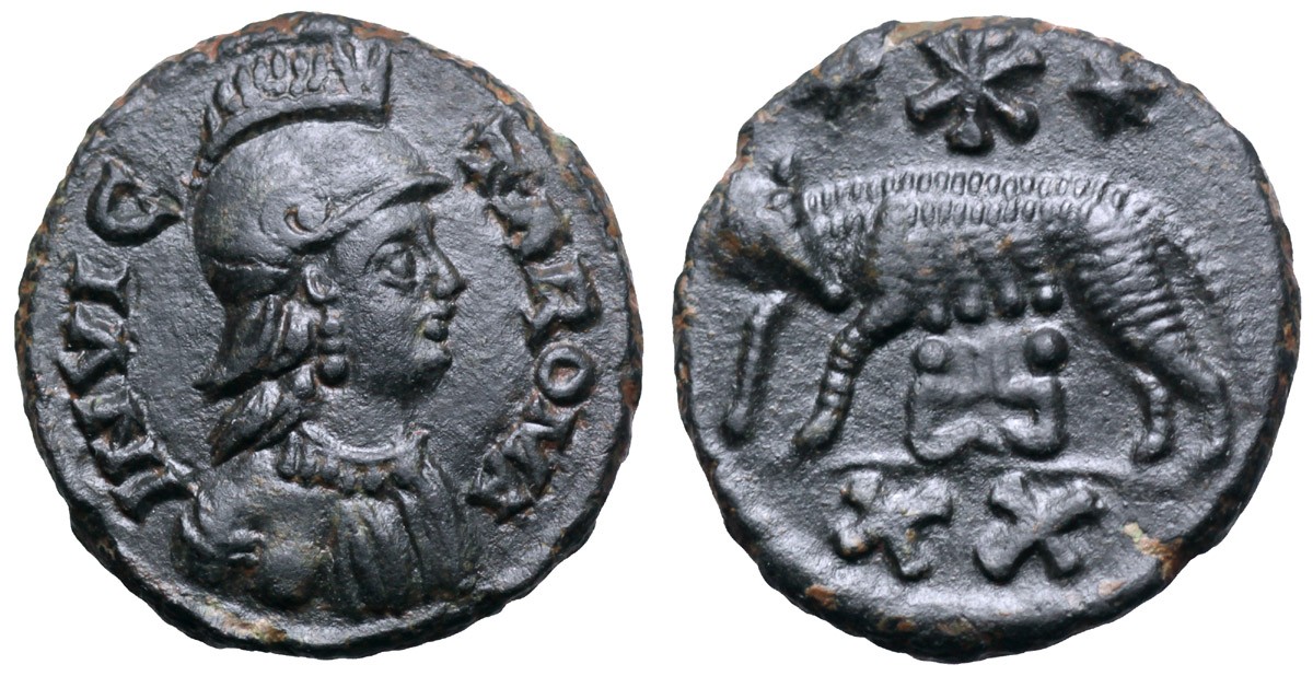 Venti nummi in bronzo per Roma a nome di Atalarico (526-534) con l'effigie di Roma elmata, la Lupa e i gemelli: l'iconografia classica incontra il potere barbarico