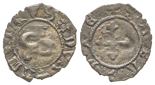Amedeo VIII., 1391-1434. Bianchetto. MIR 149 (R8). Estremamente rara. Splendida. Base: 600 euro. Dall’asta di Gadoury (17 novembre 2018), n. 1448. 