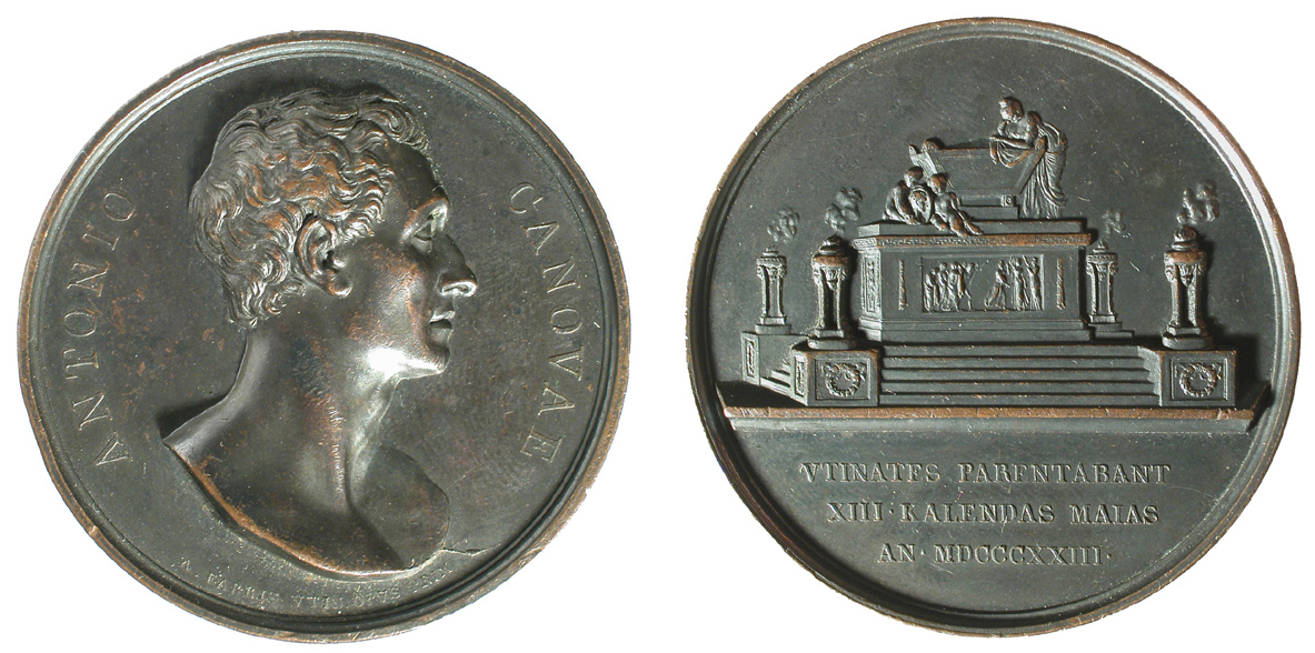 Fig. 2 | 1823. A. Fabris, Onoranze funebri per Canova a Udine (AE, mm 47; collez. Voltolina)