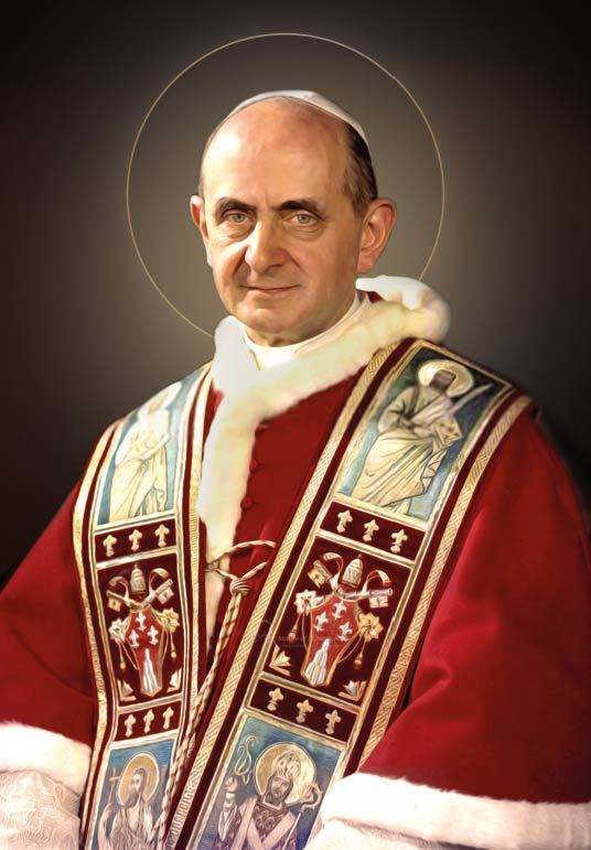 Una delle prime immaginette nimbate di san Paolo VI papa
