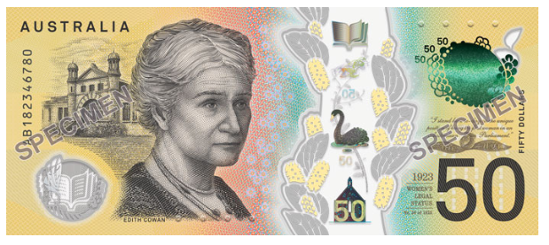 Il retro della nuova banconota australiana - Due attivisti per i diritti civili sui rinnovati 50 dollari "high tech" d’Australia