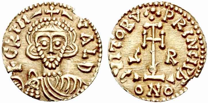 Tremisse in oro per Benevento a nome del duca Grimoaldo III coniato tra il 792 e il 796