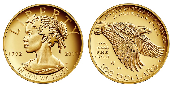 Bellissima, la Lady Liberty afro americana giudicata la più bella moneta d'oro del 2017