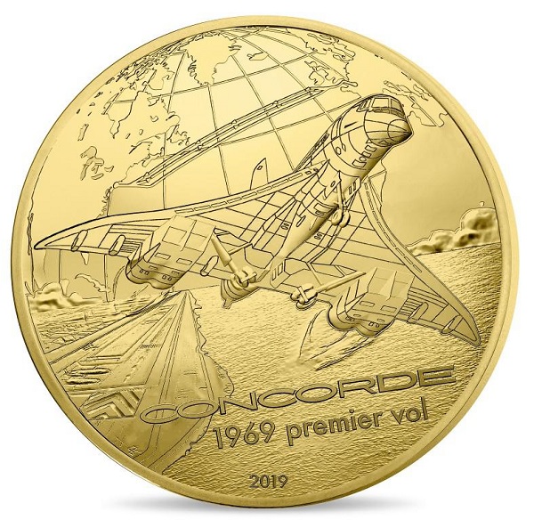Cinquant'anni dal primo volo ed eccolo, il Concorde in moneta, decollare sull'oro coniato a Pessac