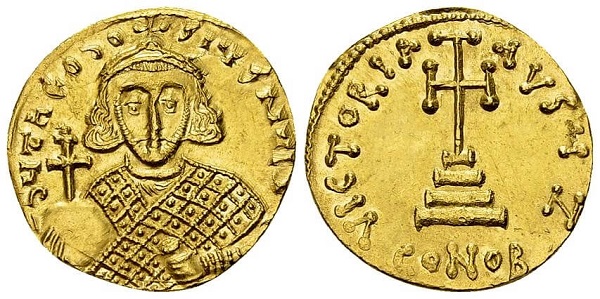 Solido di Teodosio III. Oro, gr 4,39; mm 20; h 6