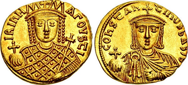 Solido di Costantino VI e Irene. Oro, gr 4,44; mm 19,5; h 6