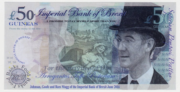 Bath for Europe - Brexit Banknote - Dritto con ritratto di Jacob Rees-Mogg