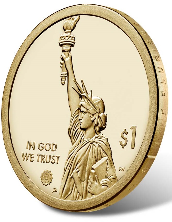 Il mezzo busto della Statua della Libertà costituisce il dritto comune ai dollari per gli innovatori americani
