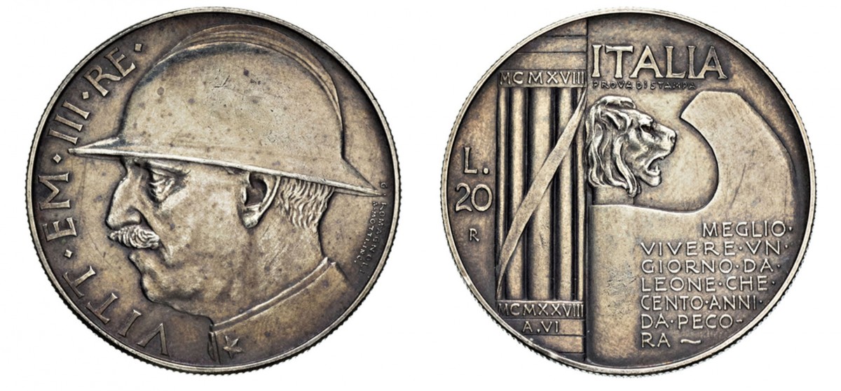 Le 20 lire 1928 "prova di stampa", un'altra grande rarità numismatica del '900 italiano