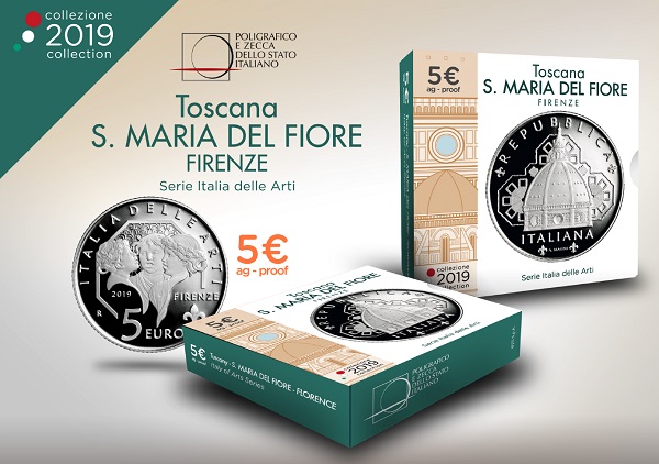 La confezione in cui IPZS propone la moneta emessa il 18 ottobre per Firenze e Santa Maria del Fiore