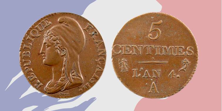 Risale al periodo del Direttorio la prima apparizione in moneta del profilo di Marianne