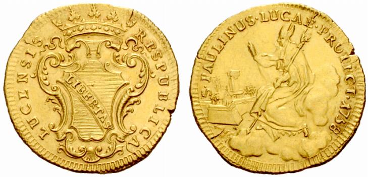 Unoi dei rarissimi esemplari di doppia lucchese del san Paolino (1758) passati sul mercato