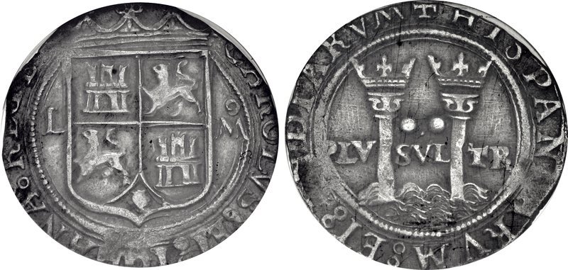 Carlo e Giovanna la Pazza (1516-1556): 2 real coniati a Città del Messico  nel periodo 1542-1555