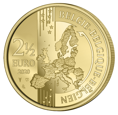 Il dritto della commemorativa del Belgio è opera di Luc Luyxc, ingegnre "prestato alla numismatica" fin dai tempi del concorso per le facce comuni degli euro spiccioli