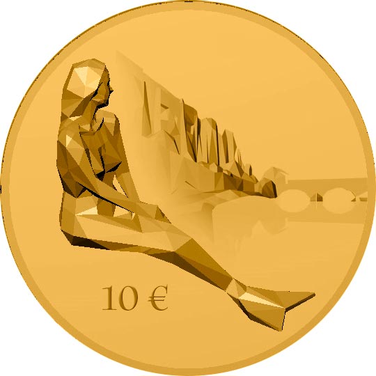 La statua di Melusina sulla riva dell'Alzette sulla nuova moneta da 10 euro del Lussemburgo in uscita a maggio