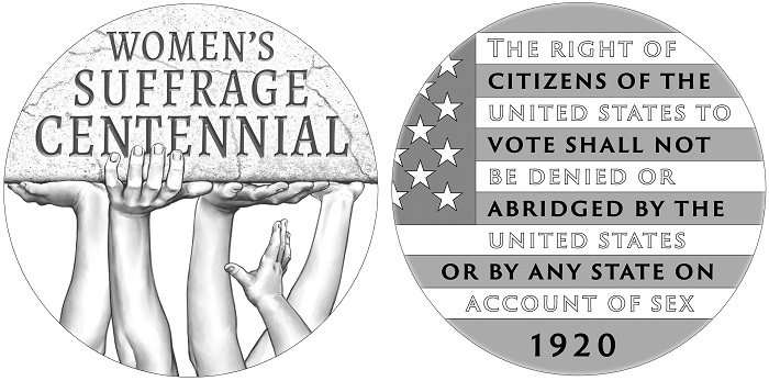 I bozzetti della medaglia che completerà la celebrazione numismatica del secolo di voto alle donne negli USA