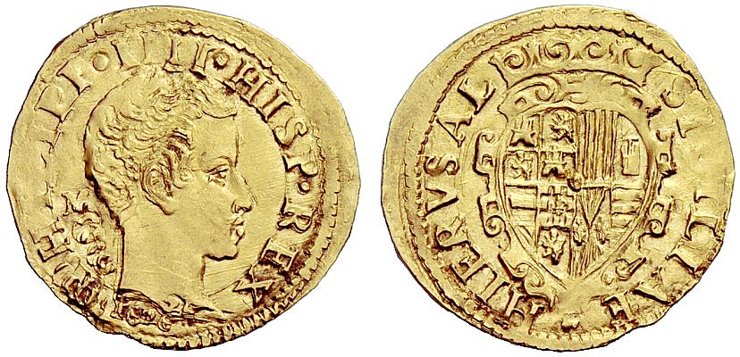 Un rarissimo ducato d'oro napoletano di Filippo IV del 1622 con sigla MC di Michele Cavo
