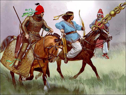 Antichi guerrieri armeni a piedi e a cavallo: ci sono anche loro, sebben sconfitti, tra le "comparse" della telenovela storica che si cela dietro al denario di Augusto