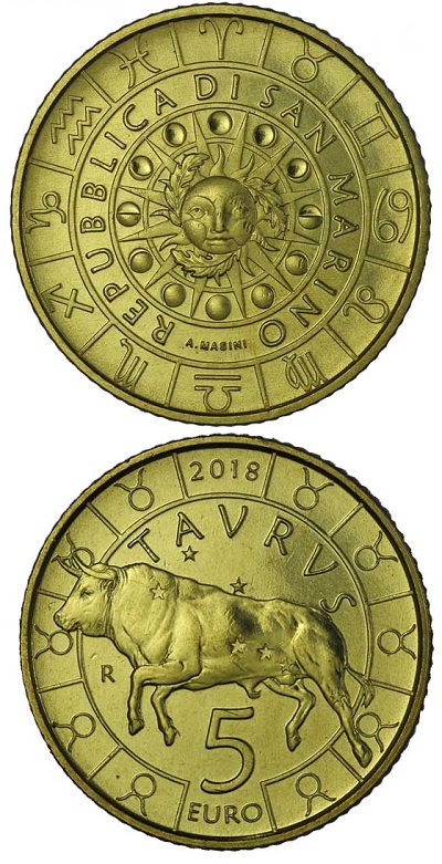 Sono tutte firmate da Annalisa Masini le monete zodiacali della serie di San Marino