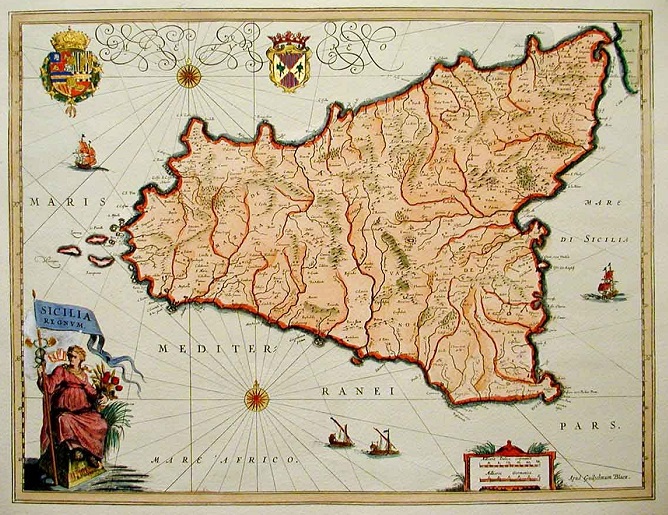 L'isola di Sicilia in una pregevole mappa antica