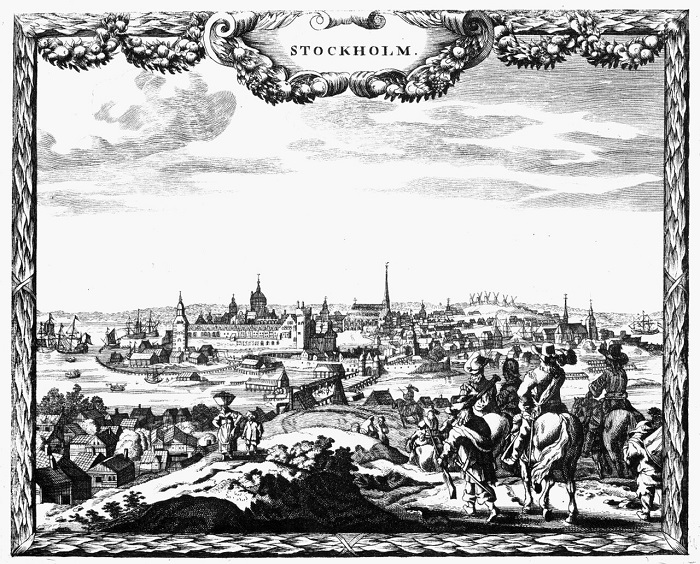 Una veduta della città di Stoccolma e del suo porto risalente al XVII-XVIII secolo: la capitale svedese era uno dei nodi commerciali e finanziari del Nord Europa