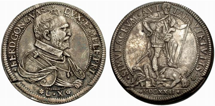 Il magnifico ed estremamente raro ducatone in argento del 1622 che celebra un "passo in avanti" nella dinastia dei Gonzaga di Guastalla, passati da conti a duchi per volere imperiale