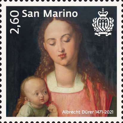 I colori e le suggestioni del dipinto di Albrecht Dürer sul francobollo che San Marino gli ha dedicato pochi mesi or sono