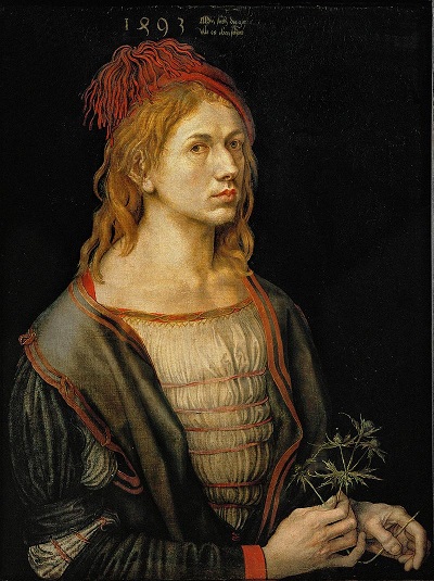 "Autoritratto con fiore di eringio" di Albrecht Dürer dipinto nel 1493