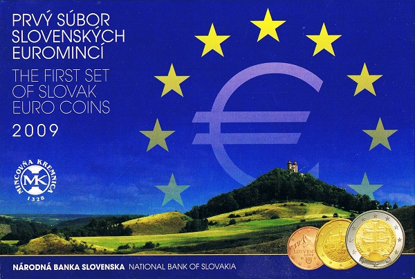 La confezione della prima serie euro della Slovacchia, entrata in circolazione nel 2009