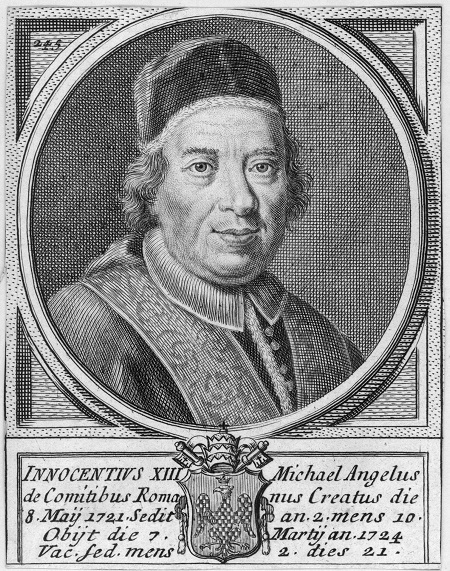 Innocenzo XIII, al secolo Michelangelo Conti, papa dal 1721 al 1724
