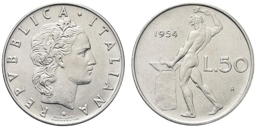 Coniata per la prima volta nel 1954, per l'ultima nel 1995, la 50 lire Vulcano è stata per decenni una delle monete più diffuse in Italia con una produzione di alcune miliardi di esemplari