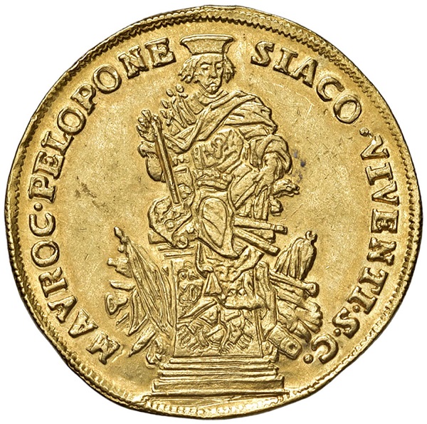 Il monumento al "Peloponnesiaco" sul rovescio dell'osella rompe, di fatto, la tradizione veneziana di non effigiare mai il doge vivente con fattezze riconoscibili sulle monete, ma si tratta di un caso eccezionale