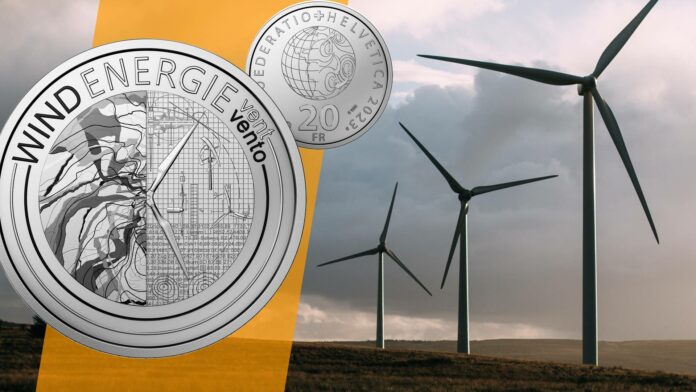moneta svizzera energia eolica idroelettrica fotovoltaica ecologia ambiente argento colori