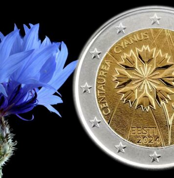 fiordaliso fiore nazionale estonia due euro moneta natura ambiente fortuna amore pace