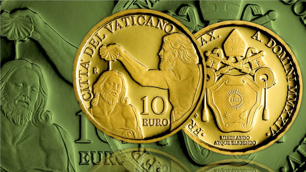10 euro battesimo 2024 moneta oro patrizio daniele papa francesco vaticano