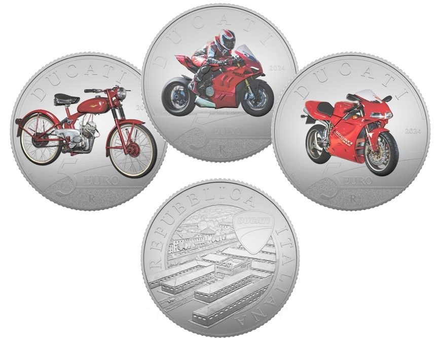 monete ducati italia ipzs 5 euro argento antonio vecchio 916 cucciolo panigale motori sport motogp