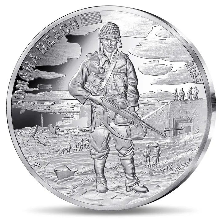 d-day normandia 1944 francia usa gran bretagna canada sbarco guerra nazismo monete monnaie de paris oro argento medaglia