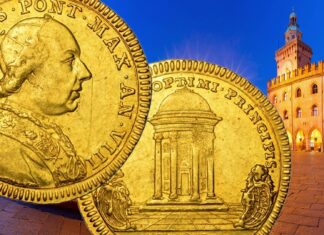 viaggio 1782 pio vi braschi bologna vienna chiesa scisma monete oro argento tempietto