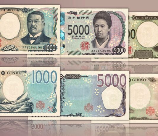 tre nuove banconote del giappone yen tokio denaro moneta valuta numismatica ritratti sicurezza falsificazione