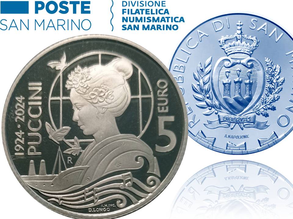 puccini e guardia di rocca monete san marino argento proof 2024 numismatica collezione euro