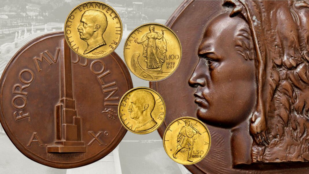 obelisco foro italico mussolini fascismo monete oro fondazione 1932 numismatica mistero codice