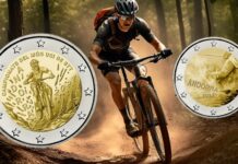 2 euro sportive di andorra 2024 sci mountain bike sport moneta collezione euro