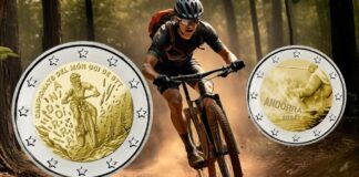 2 euro sportive di andorra 2024 sci mountain bike sport moneta collezione euro