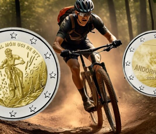 2 euro sportive di andorra 2024 sci mountain bike sport moneta collezione euro