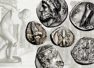 le monete di olimpia giochi numismatica sport paris2024 atene sparta grecia bellezza arte incisione