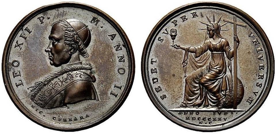 anno santo 1825 giubileo chiesa cattolica roma papato leone xii moneta medaglia numismatica