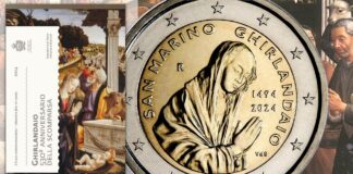 2 euro ghirlandaio di san marino cappella sassetti adorazione dei pastori arte pittura rinascimento firenze bellezza vergine