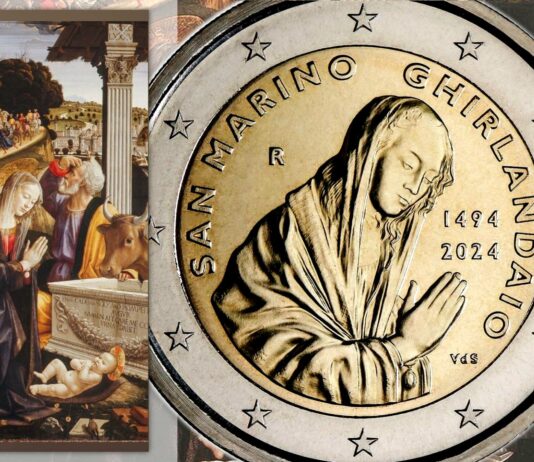 2 euro ghirlandaio di san marino cappella sassetti adorazione dei pastori arte pittura rinascimento firenze bellezza vergine