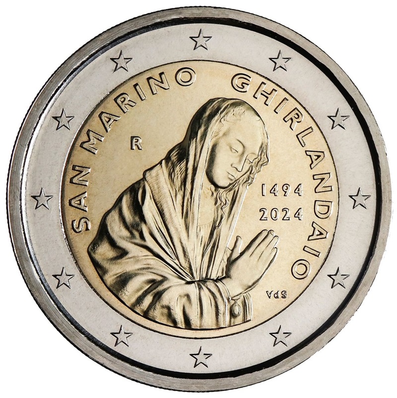 2 euro ghirlandaio di san marino cappella sassetti adorazione dei pastori arte pittura rinascimento firenze bellezza vergine