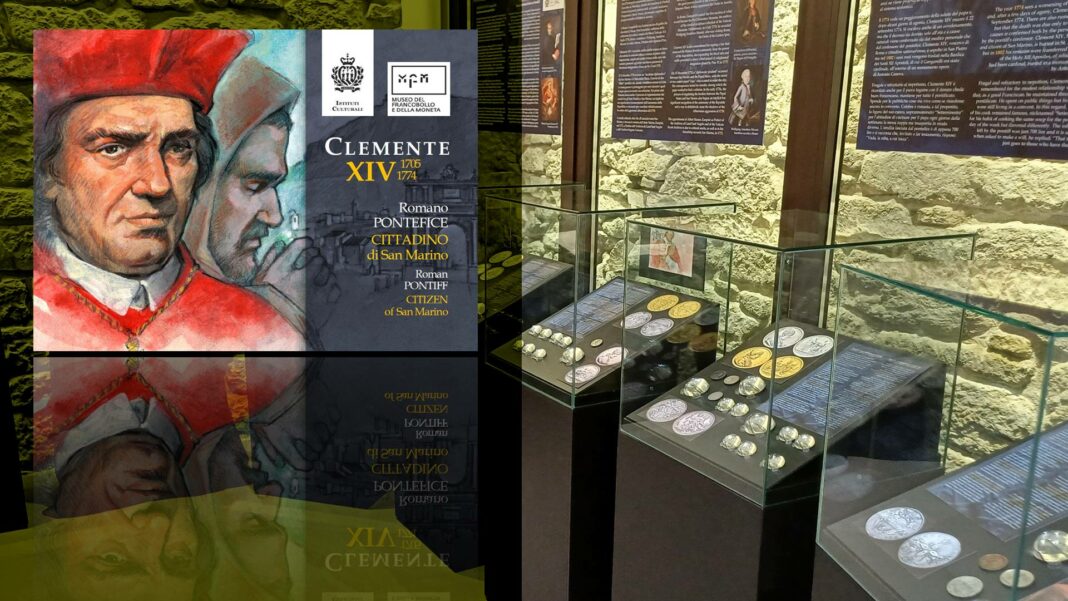 clemente xiv romano pontefice cittadino di san marino mfm museo francobollo moneta roberto ganganelli numismatica filatelia